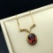 14k Gold 2.22 Ct Natural Garnet & Diamond Necklace