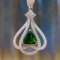 14k Gold 1.52 Ctw Vivid Green Natural Tsavorite & Diamond Pendant