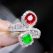 14k Gold 1.32 Ctw Natural Ruby & Emerald & Toi Et Moi Ring