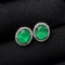 14k Gold 1.52 Ct Vivid Green Natural Emerald & Diamond Earrings
