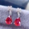 14k Gold 1.82 Ct Natural Tourmaline & Diamond Earrings