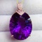 14k Gold 21.02 Ct Natural Amethyst & Diamond Pendant