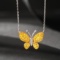14k Gold 0.36 Ctw Natural Yellow Diamond & Diamond & Butterfly Necklace