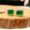 14k Gold 2.42 Ct Vivid Green Natural Emerald & Diamond Earrings