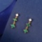 14k Gold 0.71 Ctw Vivid Green Natural Emerald & Diamond Earrings