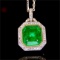 14k Gold 2.02 Ctw Vivid Green Natural Emerald & Diamond Pendant