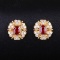 14k Gold 0.83 Ctw Vivid Red Natural Ruby & Diamond Earrings
