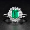 14k Gold 1.69 Ctw Vivid Green Natural Emerald & Diamond Ring