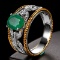 14k Gold 1.44 Ctw Vivid Green Natural Emerald & Diamond Ring