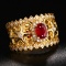 14k Gold 0.84 Ctw Natural Ruby & Diamond Ring