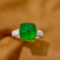 14k Gold 6.23 Ctw Vivid Green Natural Emerald & Diamond Ring