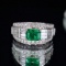 14k Gold 1.95 Ctw Vivid Green Natural Emerald & Diamond Ring