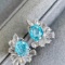 14k Gold 3.52 Ctw Natural Paraiba Tourmaline & Diamond Earrings