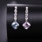 14k Gold 3.69 Ctw Natural Aquamarine & Morganite & Diamond Earrings