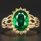 14k Gold 1.92 Ctw Vivid Green Natural Emerald & Sapphire Ring
