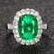 14k Gold 5.52 Ctw Vivid Green Natural Emerald & Diamond Ring