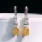 14k Gold 4.56 Ctw Natural Yellow Diamond & Diamond Earrings