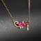 14k Gold 0.68 Ctw Natural Ruby & Diamond Necklace