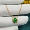 14k Gold 0.87 Ctw Vivid Green Natural Emerald & Diamond Necklace
