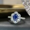 14k Gold 1.19 Ctw Natural Sapphire & Diamond Ring