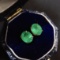 14k Gold 1.08 Ct Vivid Green Natural Emerald & Solitaire Earrings