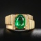 14k Gold 2.38 Ctw Vivid Green Natural Emerald & Diamond Ring