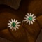 14k Gold 0.54 Ctw Vivid Green Natural Emerald & Diamond Earrings