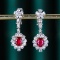 14k Gold 3.33 Ctw Natural Ruby & Sapphire Earrings