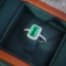 14k Gold 2.15 Ctw Vivid Green Natural Emerald & Diamond Ring