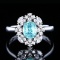 14k Gold 1.31 Ctw Natural Paraiba Tourmaline & Diamond Ring