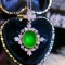 14k Gold 1.93 Ctw Vivid Green Natural Emerald & Diamond Pendant