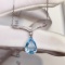 14k Gold 2.32 Ct Natural Aquamarine & Diamond Necklace