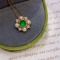 14k Gold 0.70 Ctw Vivid Green Natural Emerald & Diamond Pendant