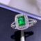 14k Gold 0.77 Ctw Vivid Green Natural Emerald & Diamond Ring