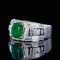 14k Gold 1.85 Ctw Vivid Green Natural Emerald & Diamond Ring