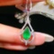 14k Gold 0.91 Ct Vivid Green Natural Emerald & Diamond Pendant