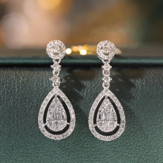 14k Gold 0.51 Ct Natural H Diamond Earrings