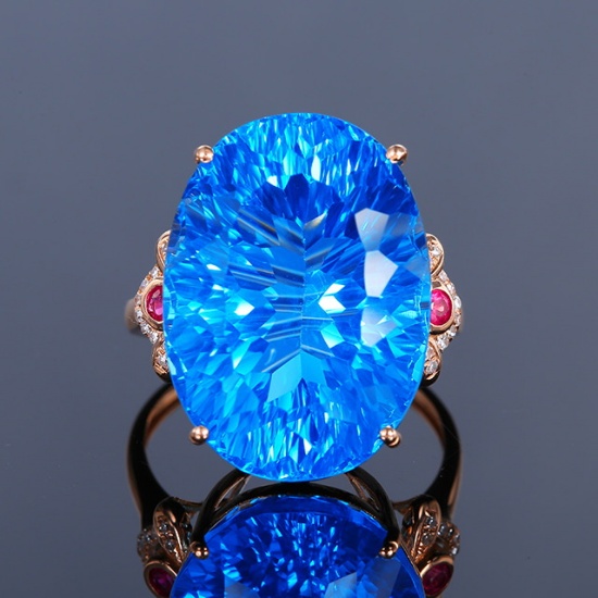 14k Gold 26.90 Ctw Natural Topaz & Diamond Ring