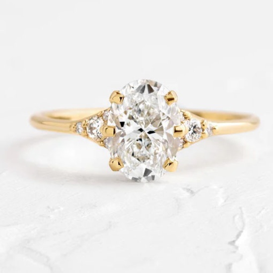 Gia Certified 14k Gold 2.2 Ctw Natural N I1 Oval Diamond Ring