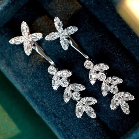 14k Gold 1.22 Ct Natural H Diamond Earrings