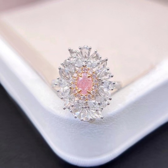 Gia Certified 14k Gold 1.33 Ctw Natural Pink Diamond & Diamond Ring