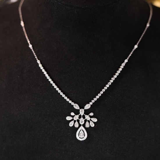 14k Gold 1.11 Ct Natural H Diamond Necklace