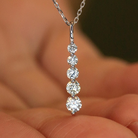 14k Gold 0.46 Ct Natural H Diamond Necklace