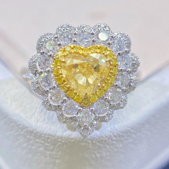 14k Gold 1.91 Ctw Natural Yellow Diamond & Diamond Ring/pendant