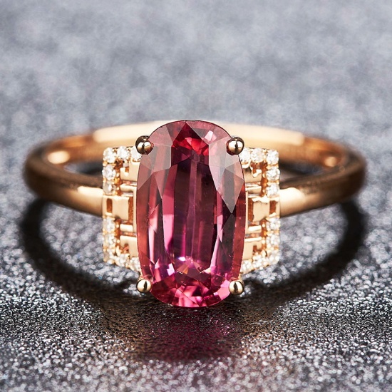14k Gold 1.85 Ct Natural Tourmaline & Diamond Ring