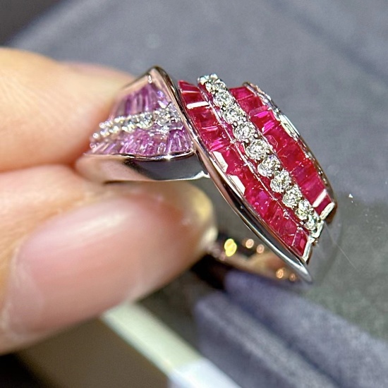 14k Gold 3.12 Ctw Natural Ruby & Diamond Ring