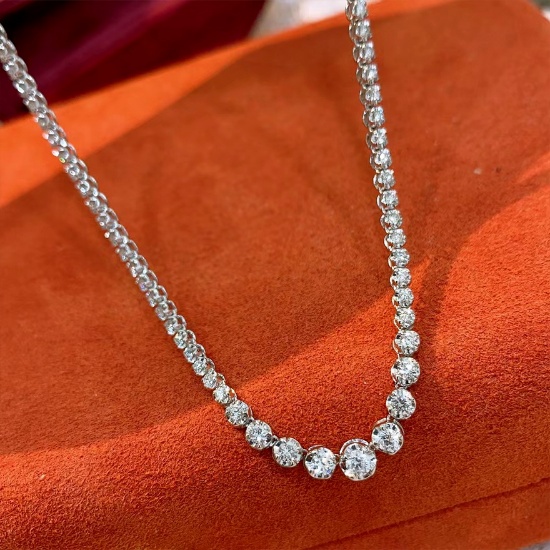 14k Gold 3.02 Ct Natural H Diamond Necklace