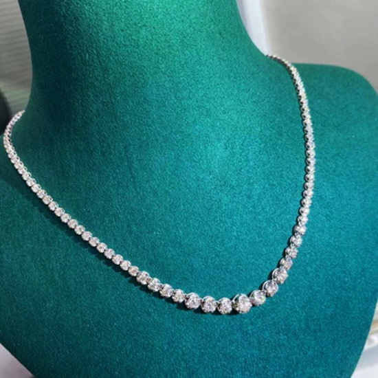 14k Gold 6.02 Ct Natural H Diamond Necklace