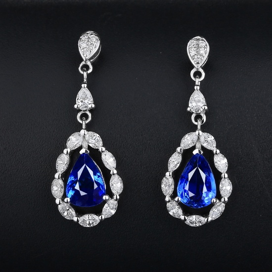 14k Gold 2.22 Ctw Natural Sapphire & Diamond Earrings