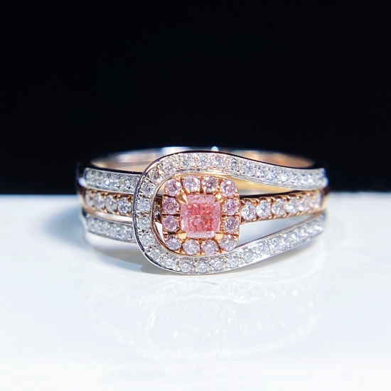 14k Gold 0.44 Ctw Natural Pink Diamond & Diamond Ring